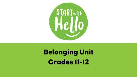 Start With Hello logo with green background and black text. 